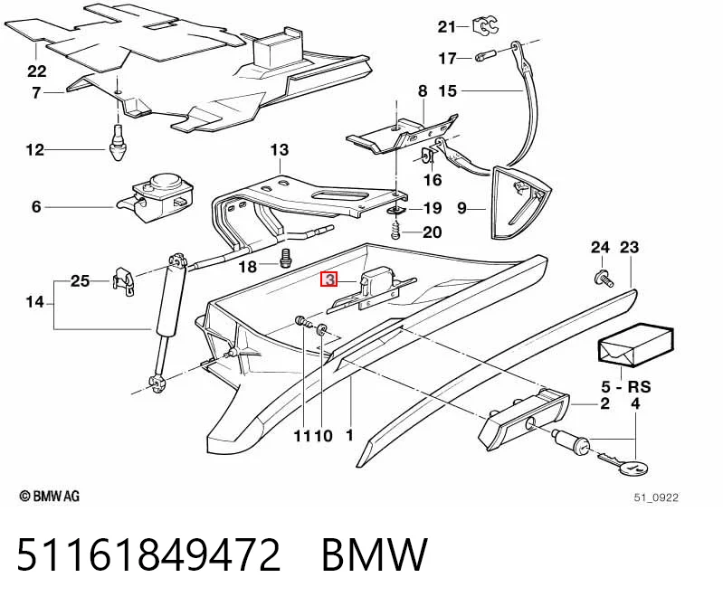 51161849472 BMW Cerradura de la guantera