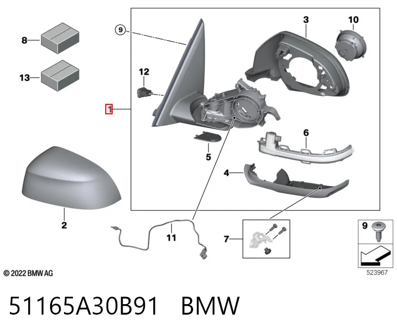 Comprar Espejo retrovisor izquierdo BMW X5  G05, F95 a bajo precio