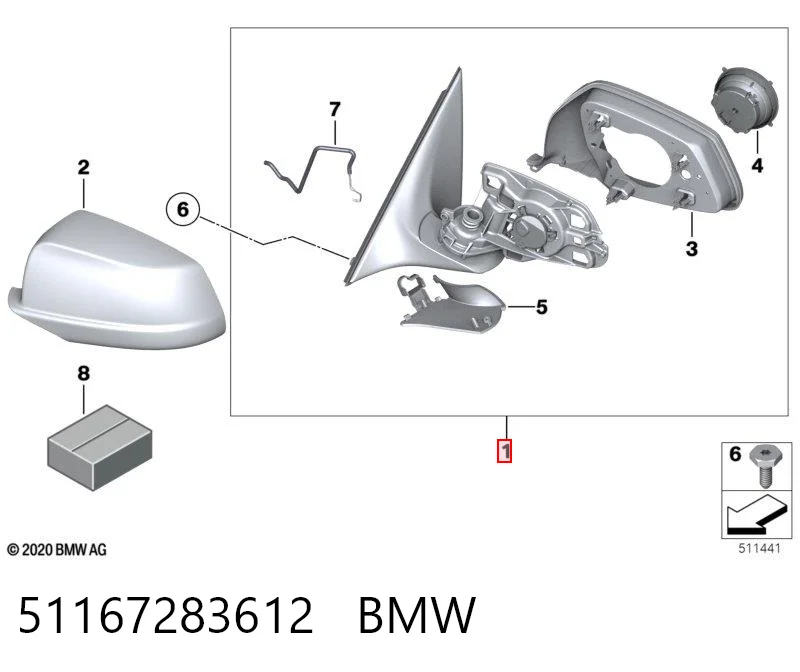 51167283612 BMW Carcasa interior del espejo retrovisor izquierdo