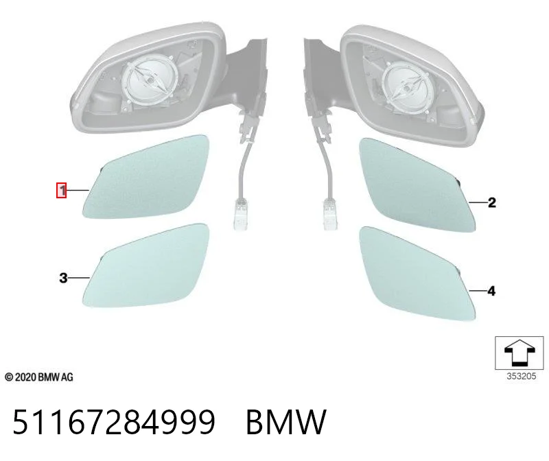51167284999 BMW Cristal de espejo retrovisor exterior izquierdo