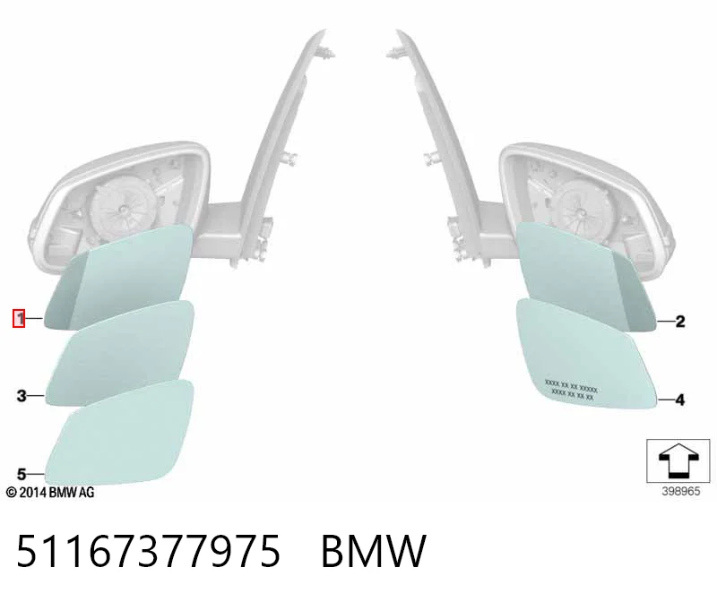 51167377975 BMW Cristal de espejo retrovisor exterior izquierdo