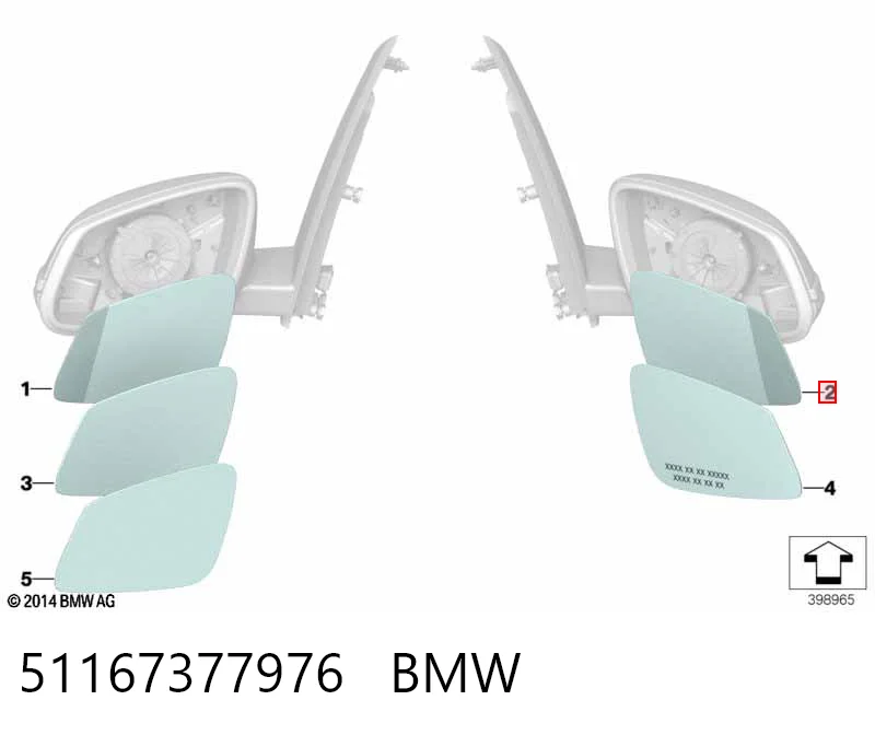 51167377976 BMW Cristal de espejo retrovisor derecho