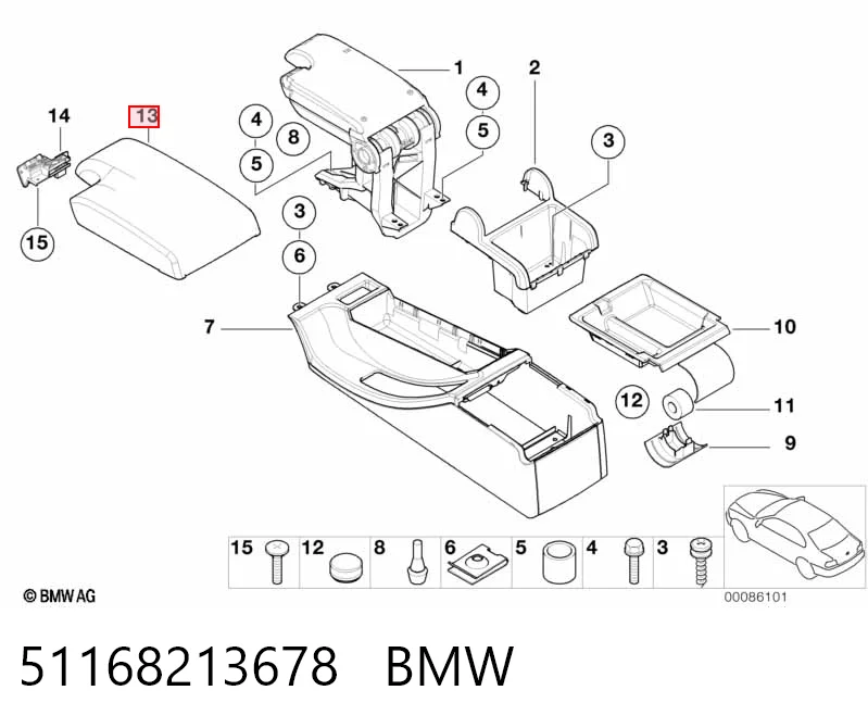 51168213678 BMW Apoyabrazos de la consola central