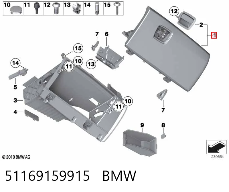Comprar Tapa de la guantera BMW 7  F01, F02, F03, F04 a bajo precio