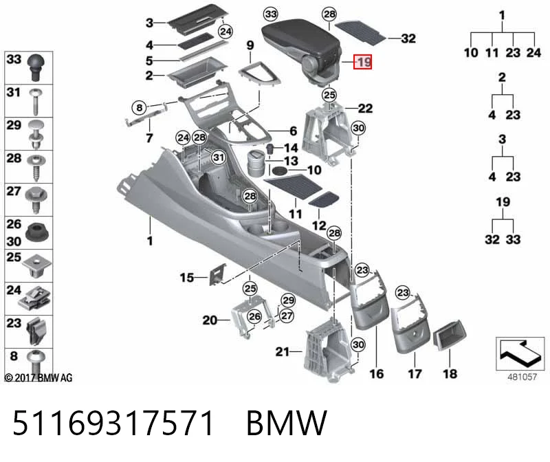 51169317571 BMW Apoyabrazos de la consola central