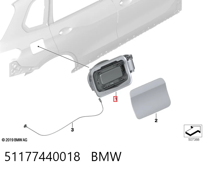 51177440018 BMW Carcasa del tubo de llenado del tanque de combustible