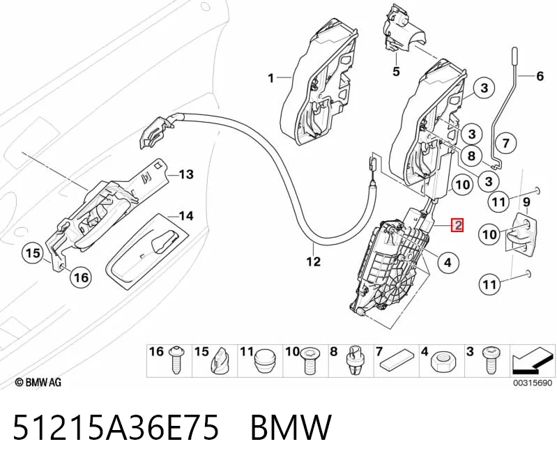 51215A36E75 BMW Cerradura de puerta