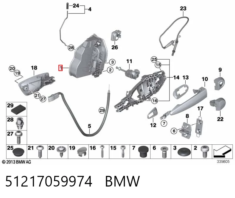 51217059974 BMW Cerradura de puerta delantera derecha