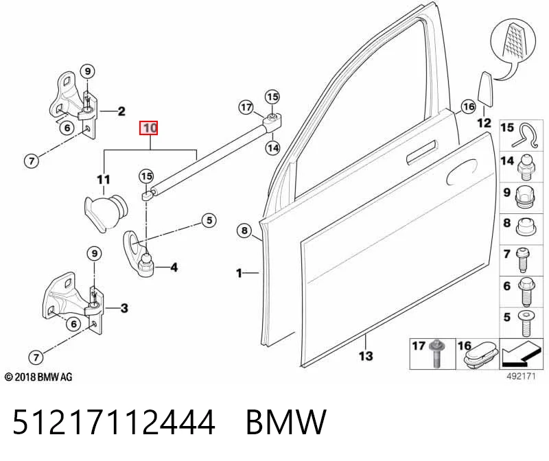 51217112444 BMW Limitador de apertura de puerta delantera derecha