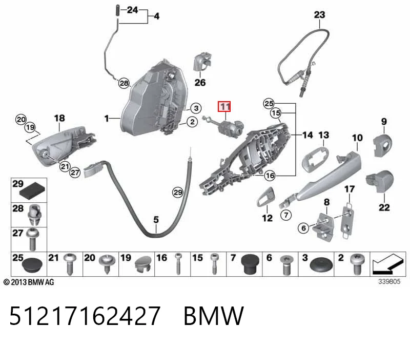 51217162427 BMW Cilindro de cerradura de puerta delantera izquierda