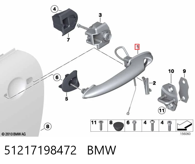 51217198472 BMW Manija exterior derecha de puerta delantera