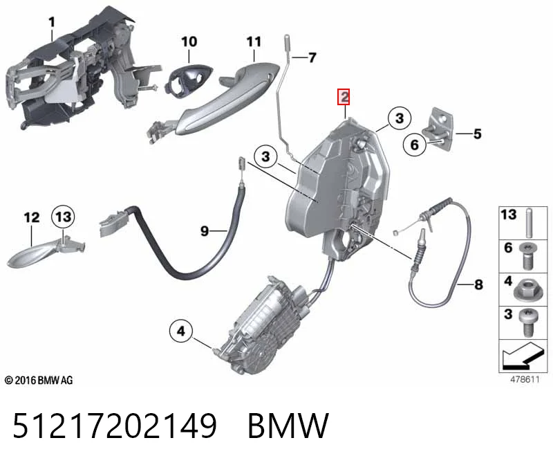 Cerradura de puerta delantera izquierda BMW 7  (E65, E66, E67)