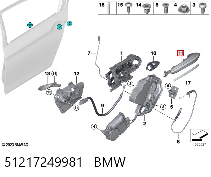 51217249981 BMW Manija exterior trasera izquierda