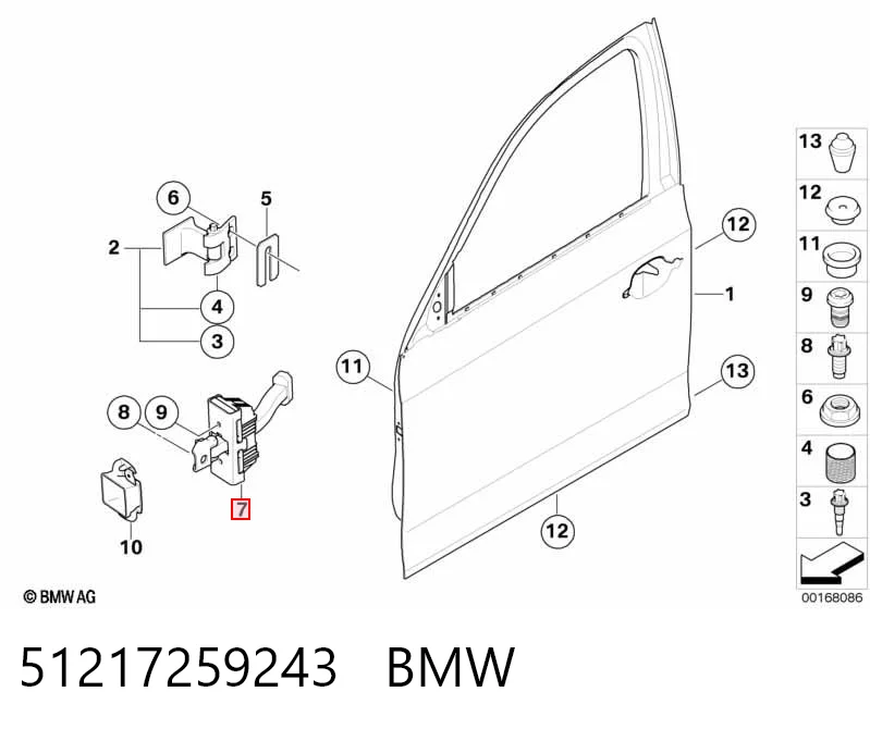 51217259243 BMW Limitador de apertura de puerta delantera