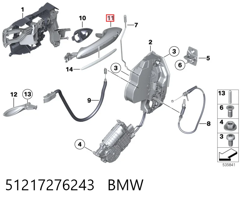 51217276243 BMW Manija exterior trasera izquierda