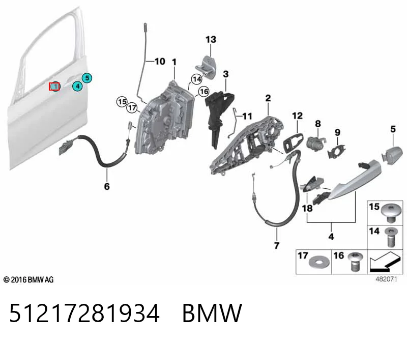 51217281934 BMW Cerradura de puerta delantera derecha