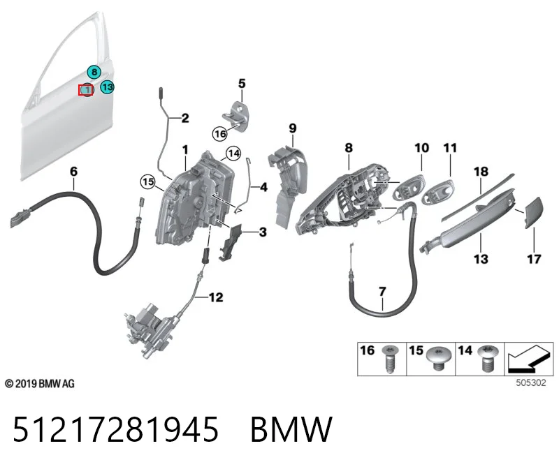 51217281945 BMW Cerradura de puerta
