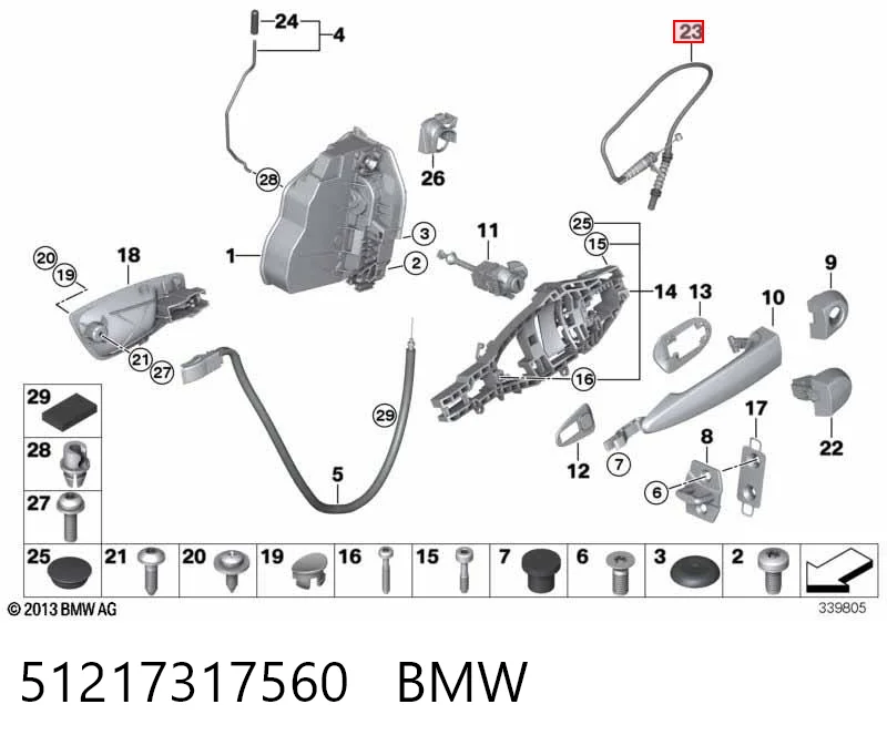 51217317560 BMW Cable de apertura de cerradura de puerta delantera