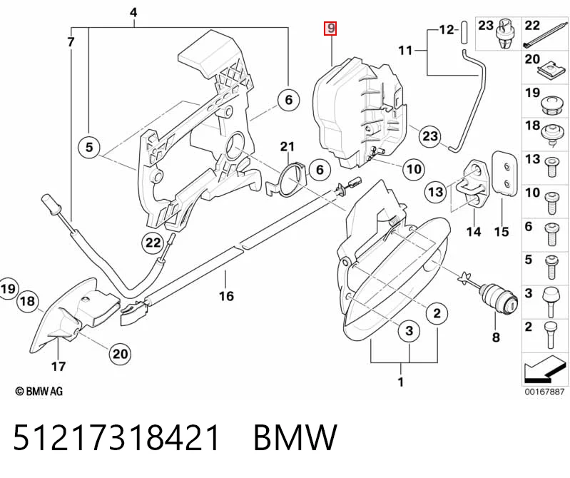 51217318421 BMW Cerradura de puerta