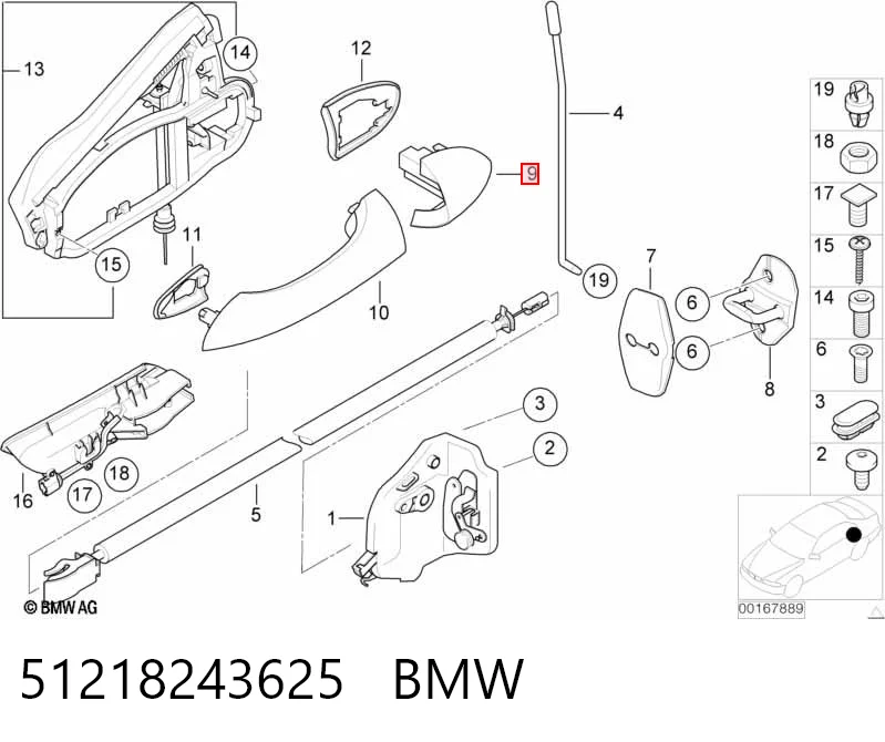 Tirador de puerta exterior delantero Polcar 2050Z43P