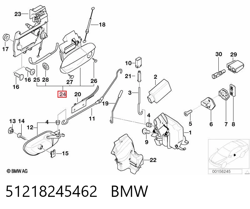 51218245462 BMW Manija exterior derecha de puerta delantera