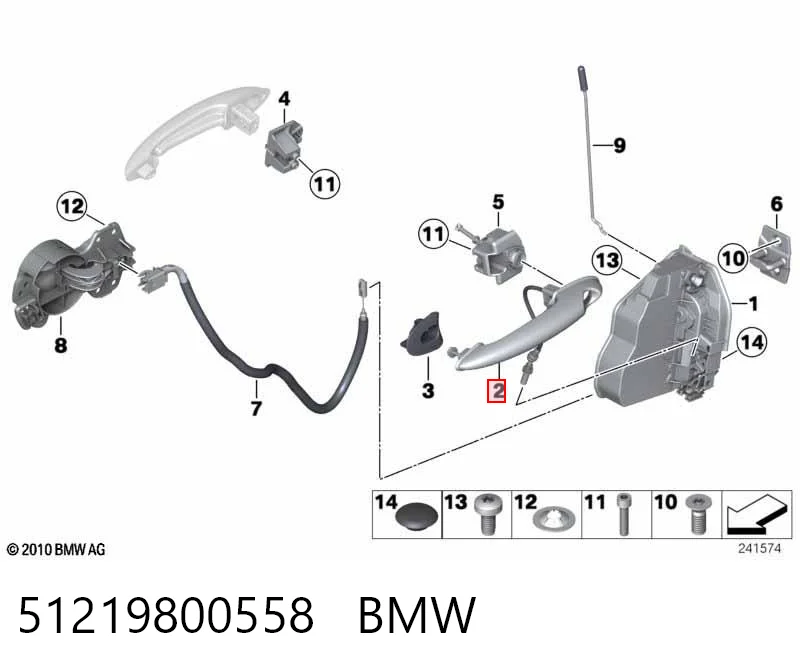 51219800558 BMW Manija exterior derecha de puerta delantera