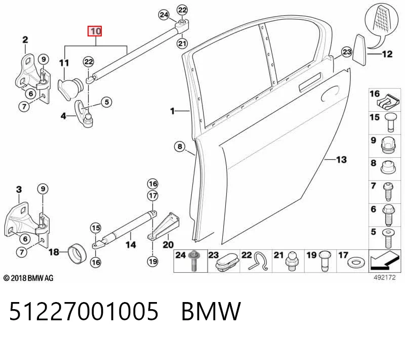 51227001005 BMW Limitador de apertura de puerta trasera izquierda