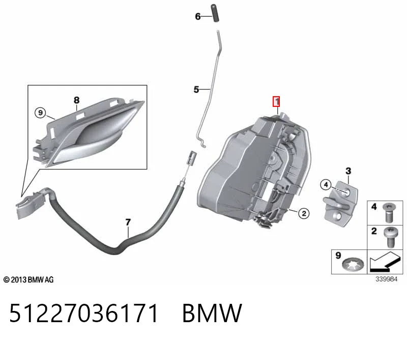 51227036171 BMW Cerradura de puerta trasera izquierda