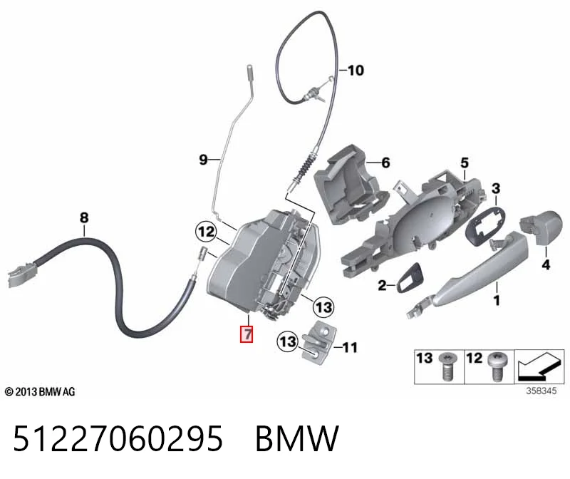 51227060295 BMW Cerradura de puerta trasera izquierda
