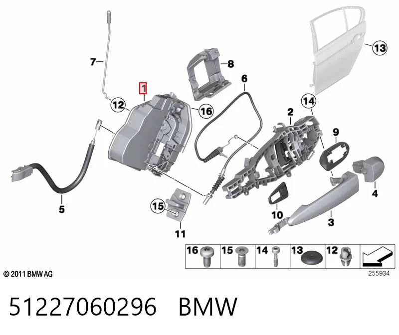 51227060296 BMW Cerradura de la puerta trasera derecha