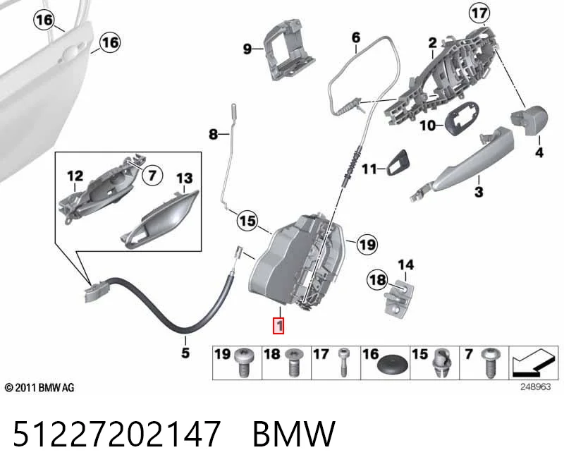 51227202147 BMW Cerradura de puerta trasera izquierda