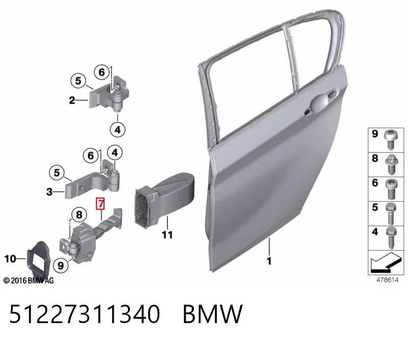 51227311340 BMW Limitador de apertura de puerta trasera izquierda