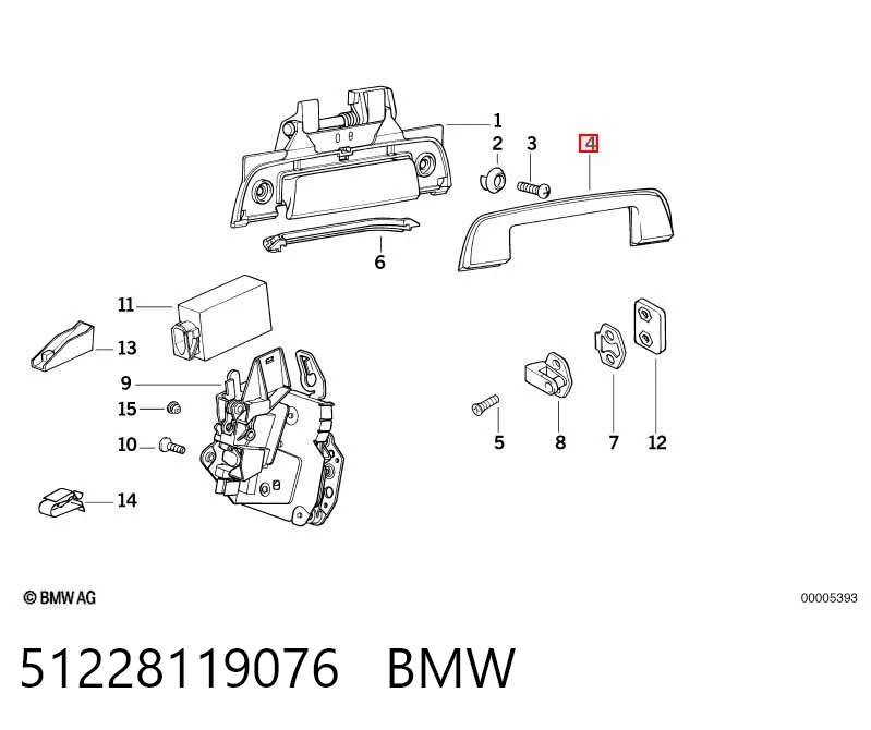 51228119076 BMW Tapa manija puerta trasera izquierda