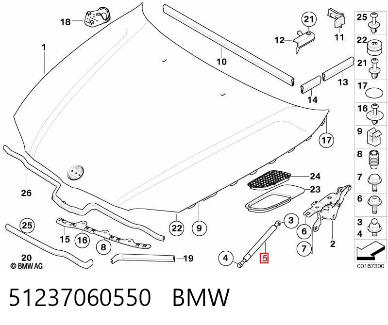 51237060550 BMW Muelle de capó 