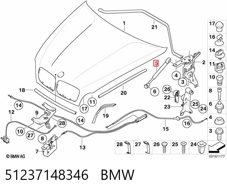 51237148346 BMW Muelle de capó 