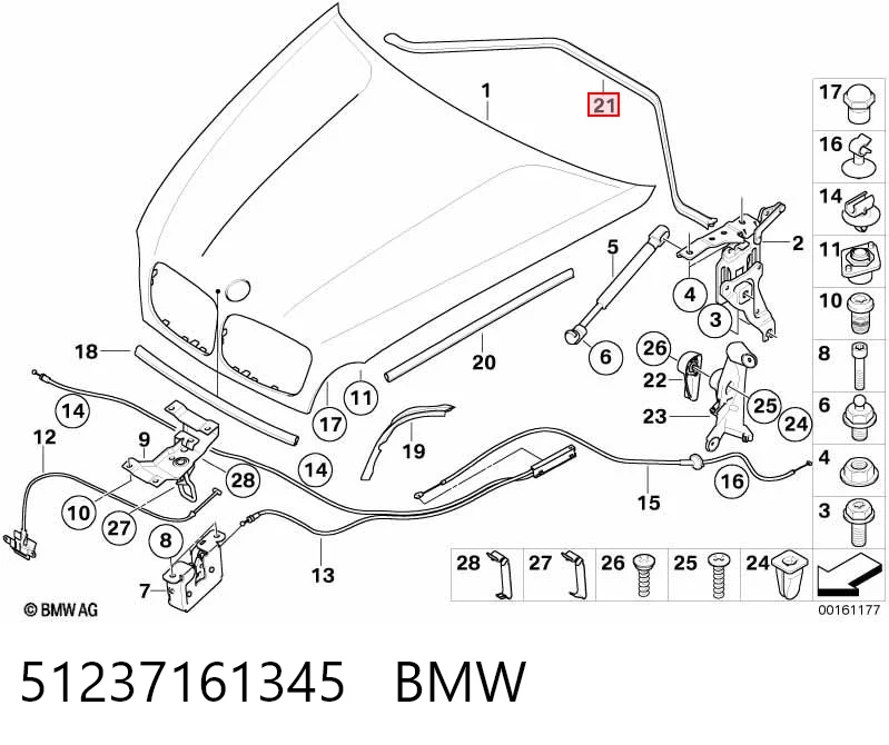51237161345 BMW Junta del capó