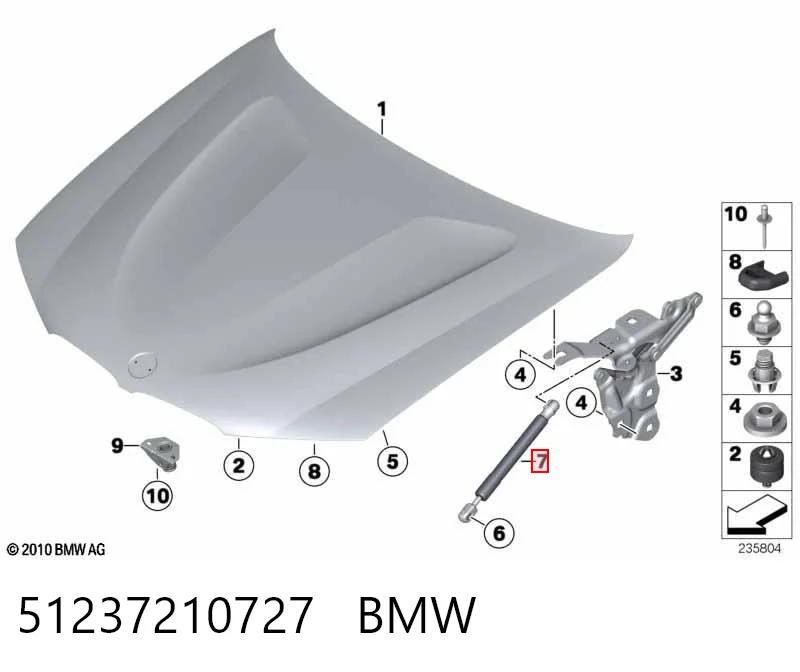 51237210727 BMW Muelle de capó 