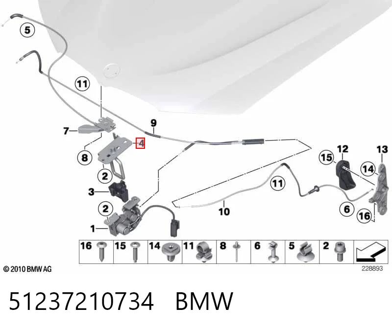 51237210734 BMW Cerradura del capó izquierda