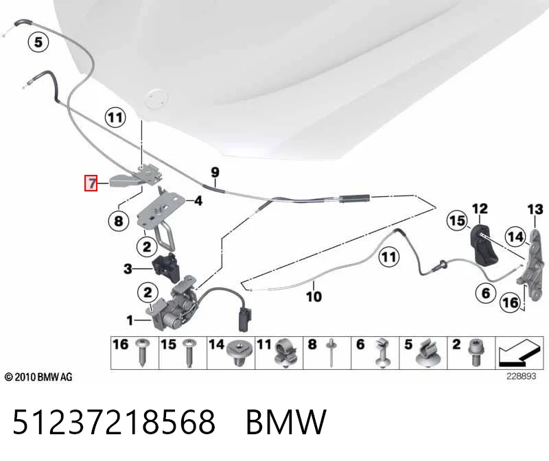 51237218568 BMW Palanca de apertura del capó
