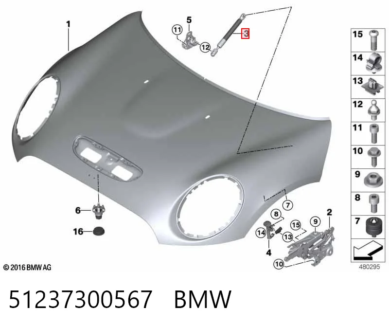 Comprar Amortiguador de capó Mini Cooper  F57 a bajo precio