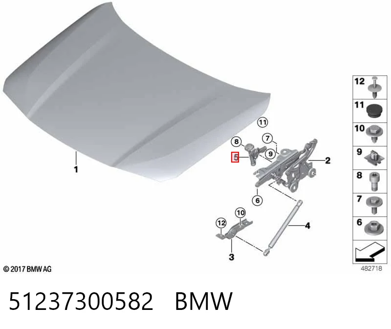 51237300582 BMW Palanca de apertura del capó
