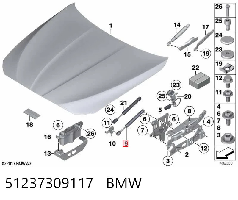 51237309117 BMW Muelle de capó 