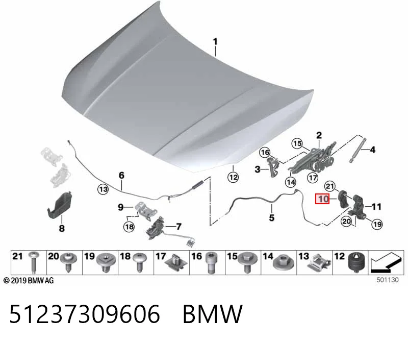 51237309606 BMW Palanca de apertura del capó