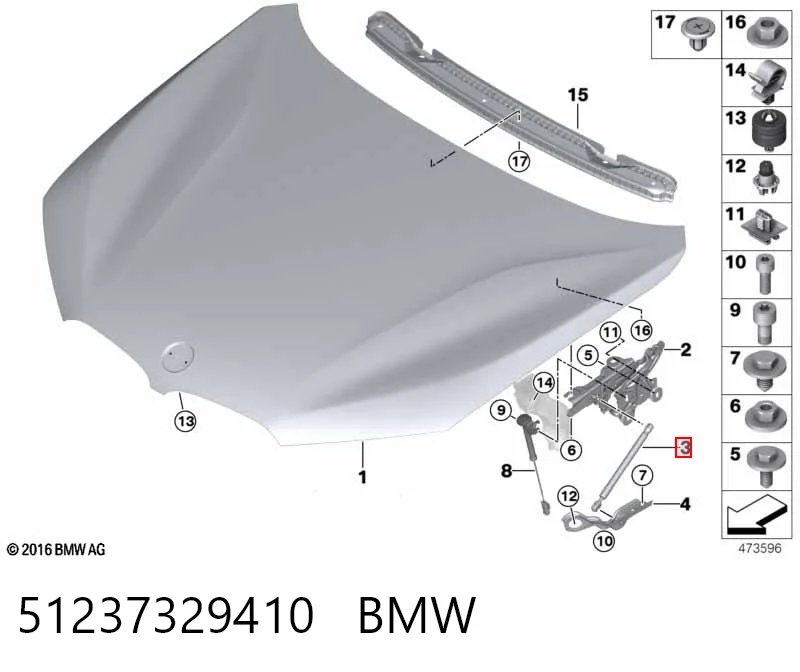 51237329410 BMW Muelle de capó 