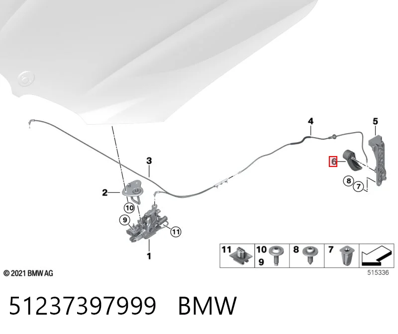 51237397999 BMW Palanca de apertura del capó
