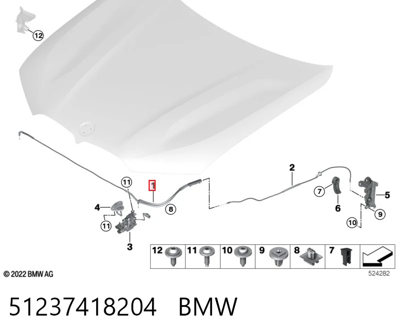 51237418204 BMW Cable de apertura del capó delantero