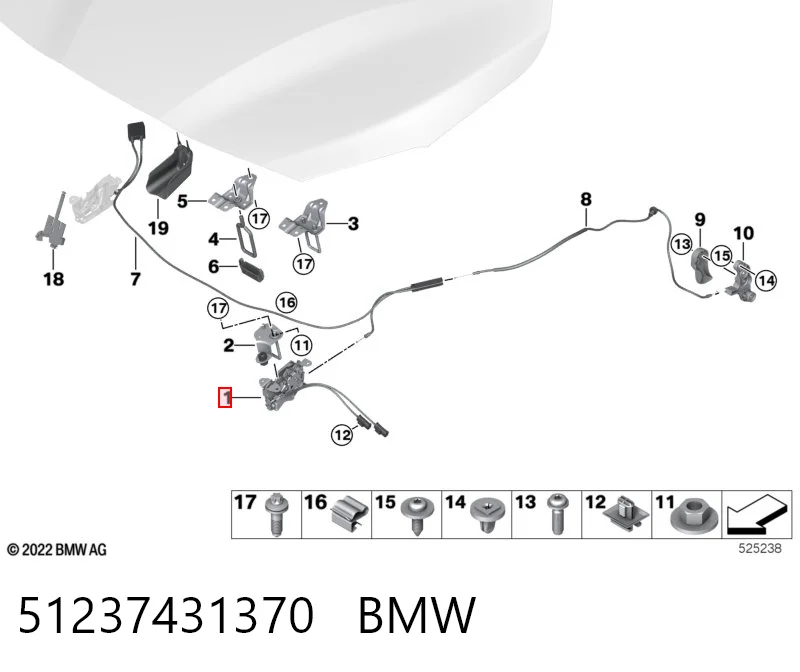 51237431370 BMW Cerradura del capó derecha
