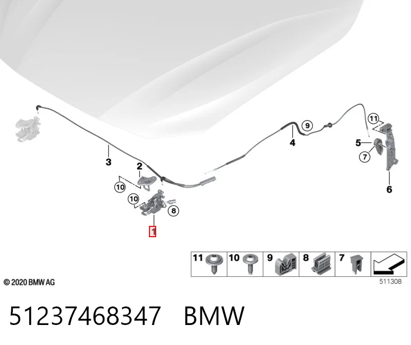 51237468347 BMW Cerradura del capó izquierda