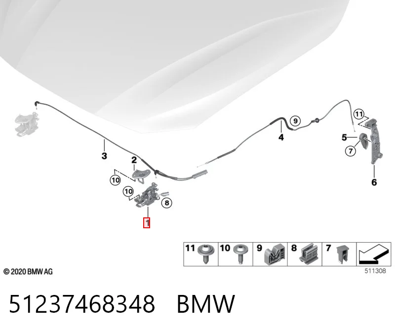 51237468348 BMW Cerradura del capó derecha