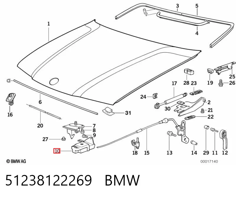 51238122269 BMW Cerradura del capó izquierda